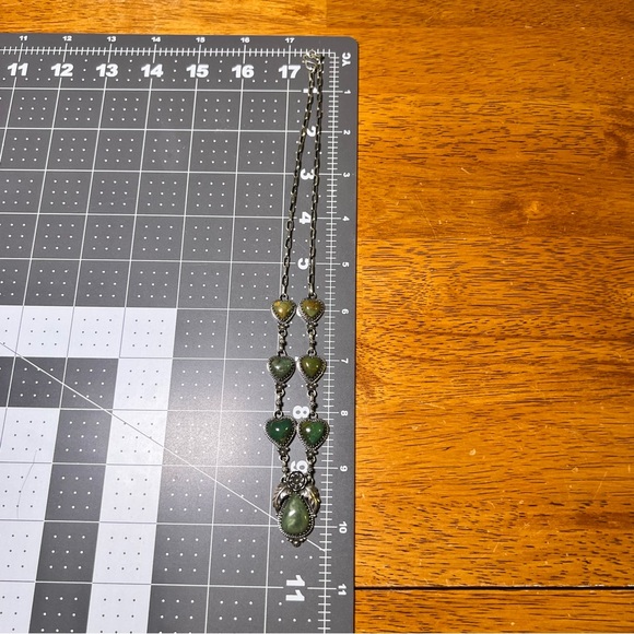 Kingman Turquoise Heart Station Necklace | 925 Sterling Silver - Picture 12 of 15